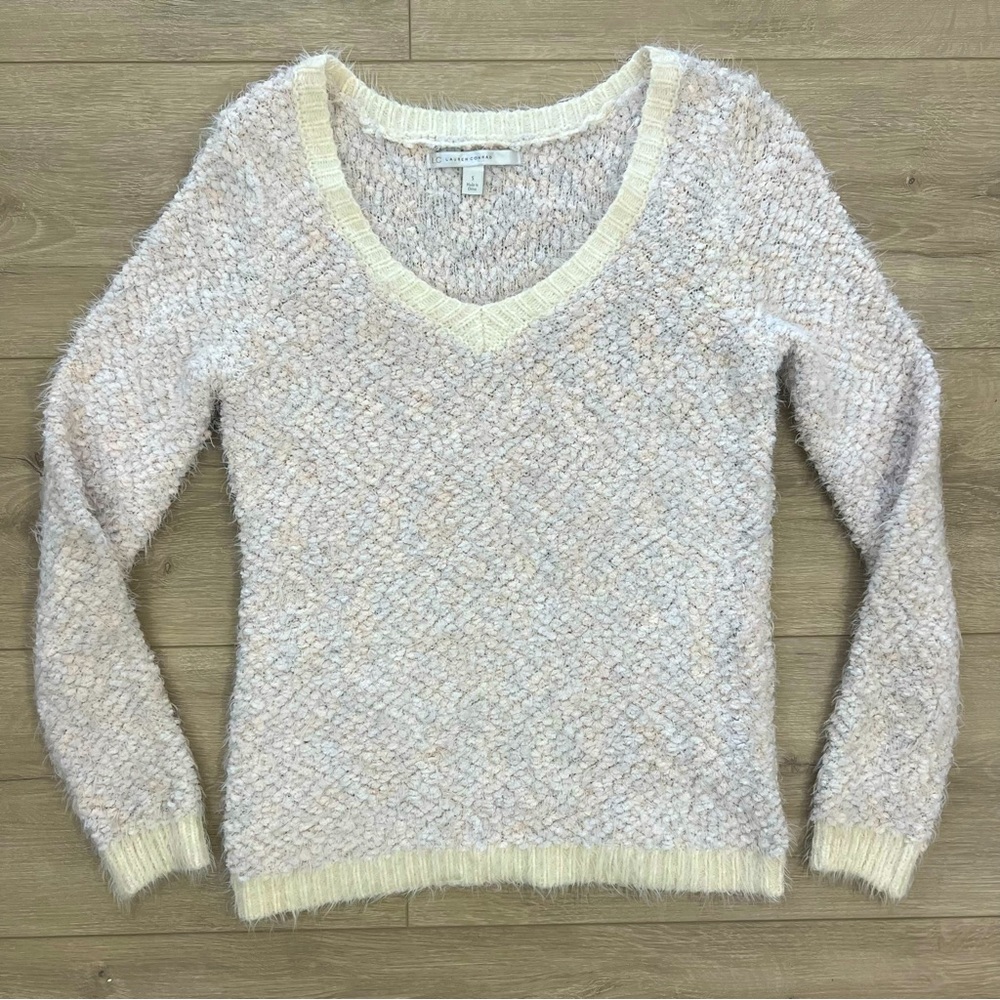 LC Lauren Conrad Womens Small Sweater Pullover Fuzzy Beige Long